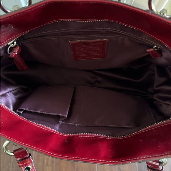 Coach Cranberry Red Patent Leather Tote - Picture 2 of 5